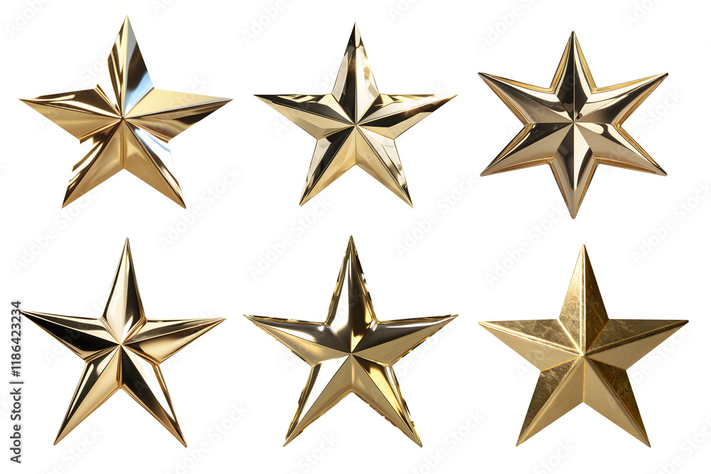 3D Render of a Gold Star with Polished Metal on a Transparent Background Generative Ai. 3D Render of a Gold Star with Polished Metal on a Transparent Background Generative Ai.
