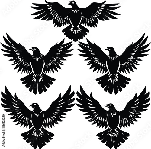 A flock of bird silhouette with white background 