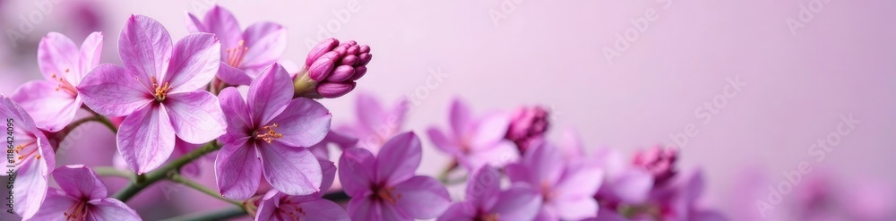 Pastel lilac flowers in a whimsical arrangement, natural, lilac Pastel lilac flowers in a whimsical arrangement, natural, lilac