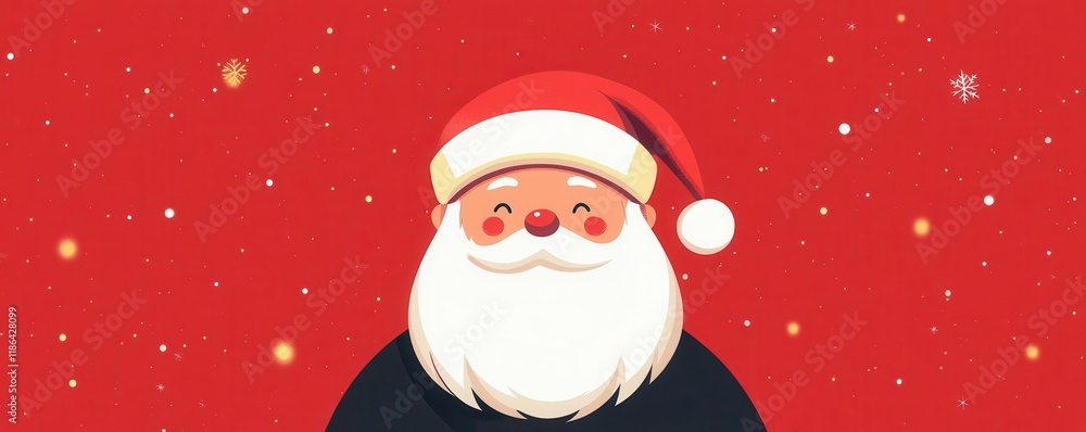 Minimal Santa Claus illustration with bold red background, modern holiday artwork, flat vector design. Minimal Santa Claus illustration with bold red background, modern holiday artwork, flat vector design.