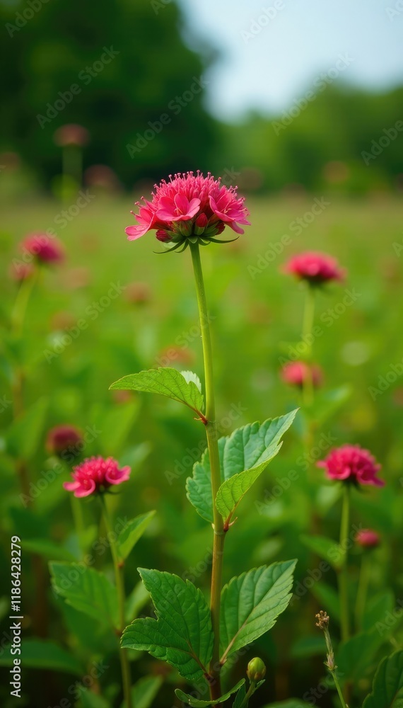 Sanicle growing in a field with other wildflowers, flowers, flora, spring Sanicle growing in a field with other wildflowers, flowers, flora, spring