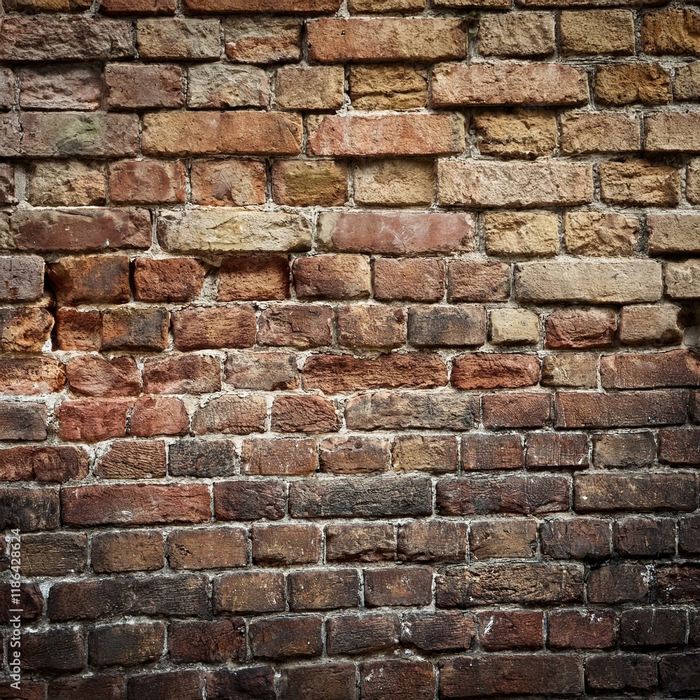 Fototapeta premium Old wall background with stained aged bricks