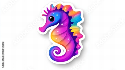 Vibrant rainbow seahorse illustration.  Cute, colorful, and whimsical. photo