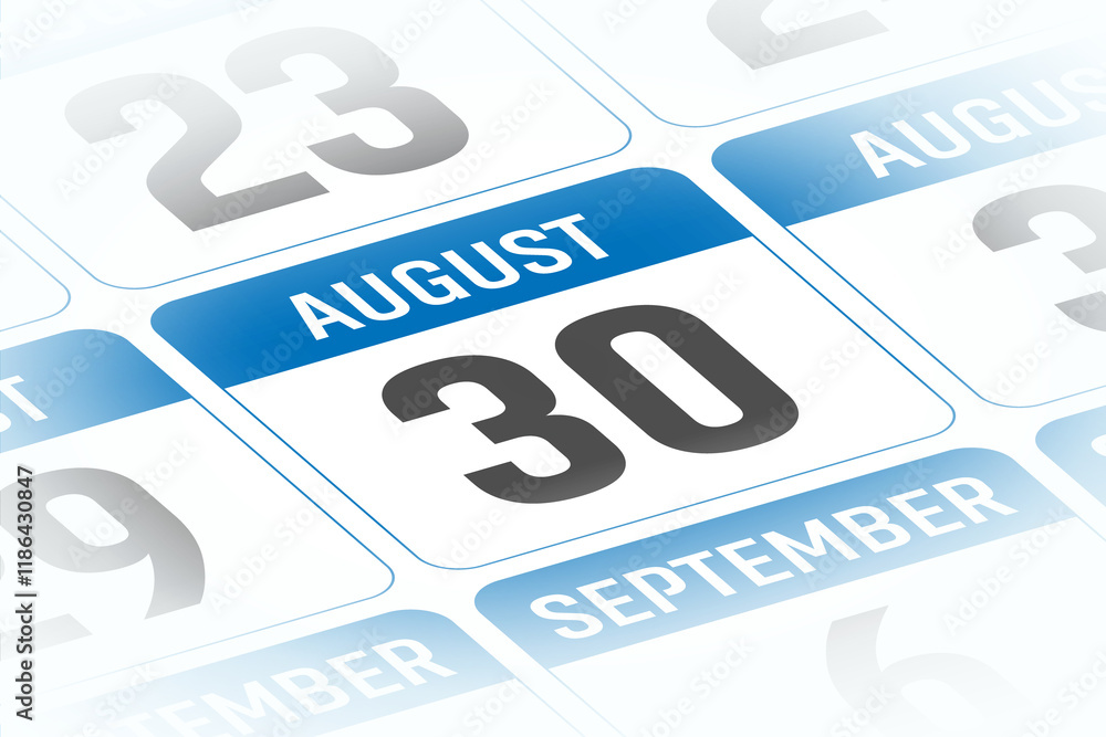 Naklejka premium 30 August calendar day vector illustration