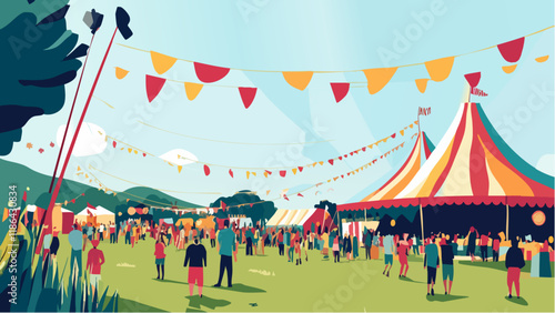 Vibrant Glastonbury Festival Scene