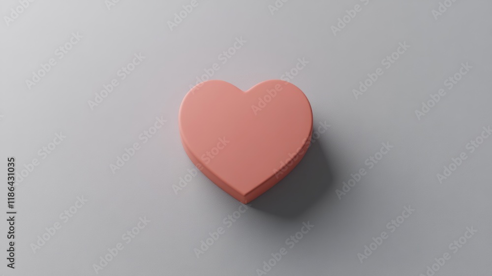 Fototapeta premium Coral Pink 3D Heart on Light Gray Background