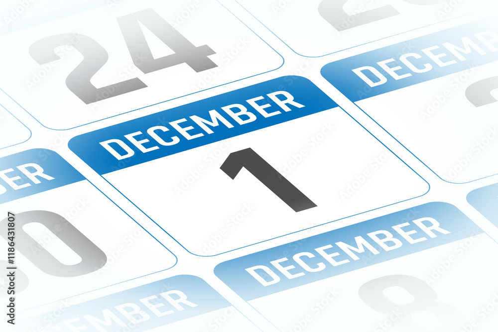 Naklejka premium 1 December calendar day vector illustration