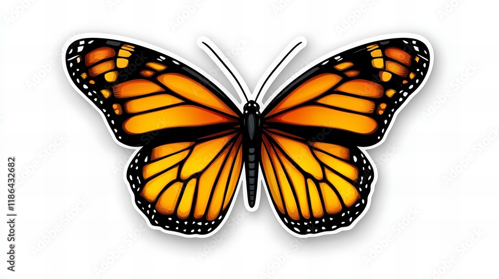 Fototapeta premium Vibrant monarch butterfly with striking orange and black wings. A beautiful nature image.