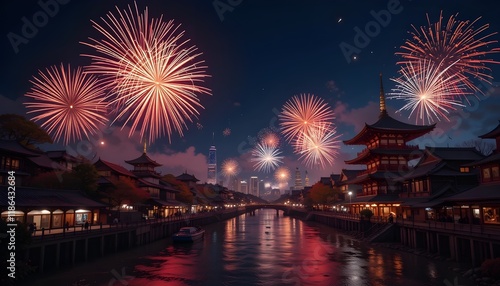 Fireworks Over The Kyoto City