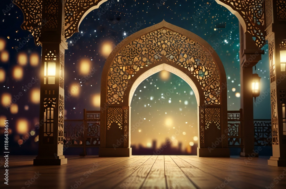 Fototapeta premium entrance to the mosque at night