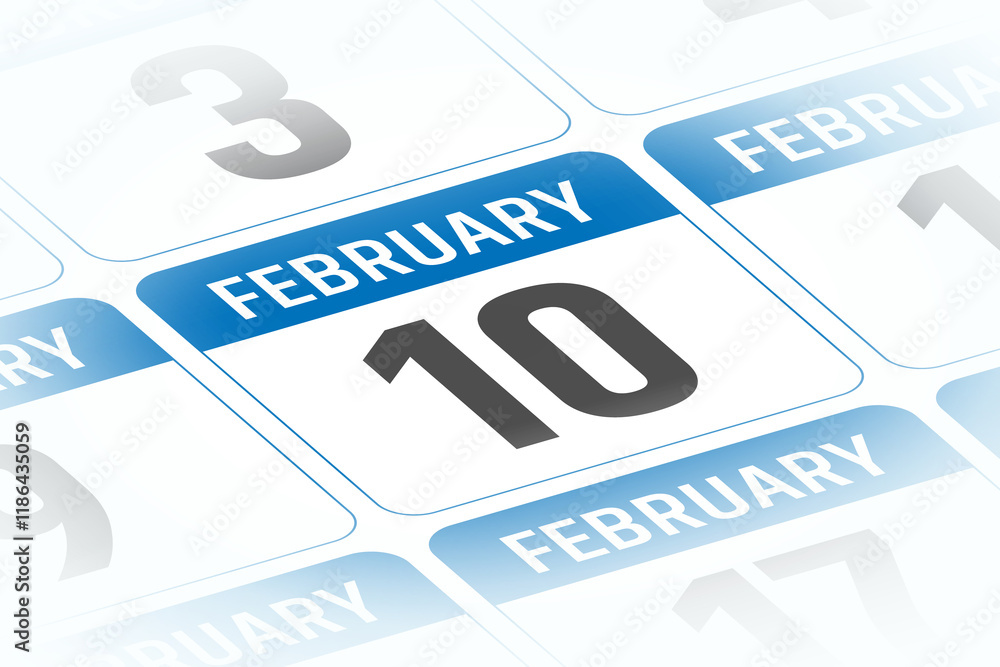 10 February calendar day vector illustration 10 February calendar day vector illustration