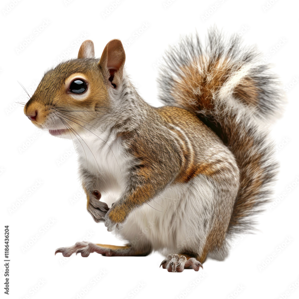 Obraz premium Realistic Squirrel Isolated on Clean transparent background for Nature and Wildlife Illustrations