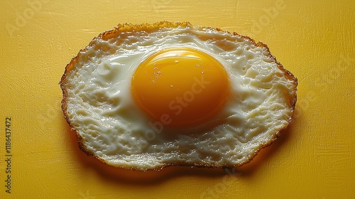 A Perfectly Fried Egg on a Yellow Background photo