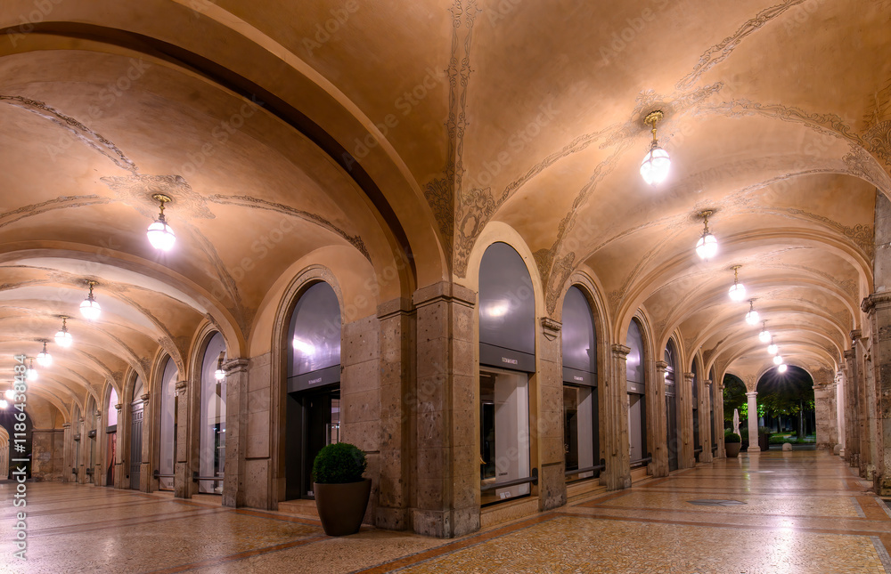 Obraz premium Bergamo, Italy. Piacentinian Center or Centro Piacentiniano, an urban architectural complex located in the lower town city center 