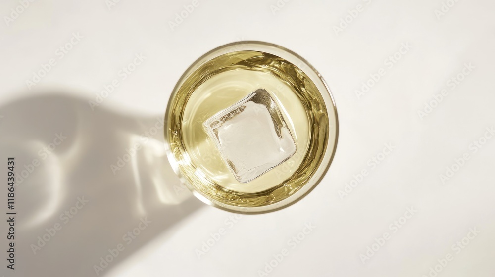 Glass of Refreshing Beverage with Ice Cube Glass of Refreshing Beverage with Ice Cube