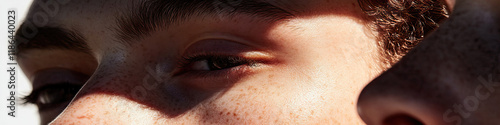 Close-up Partial Portrait: Freckled Face and Partial Second Face photo