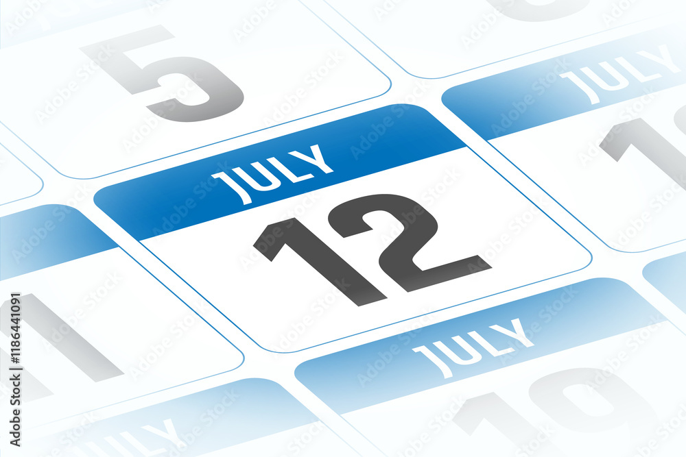 12 July calendar day vector illustration 12 July calendar day vector illustration