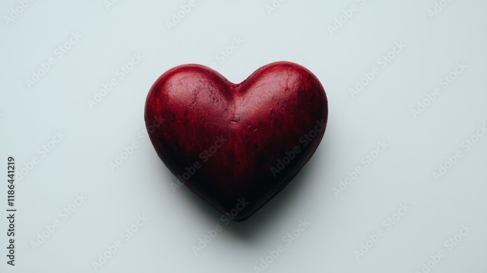 Fototapeta premium Dark Red Heart on a Plain Background
