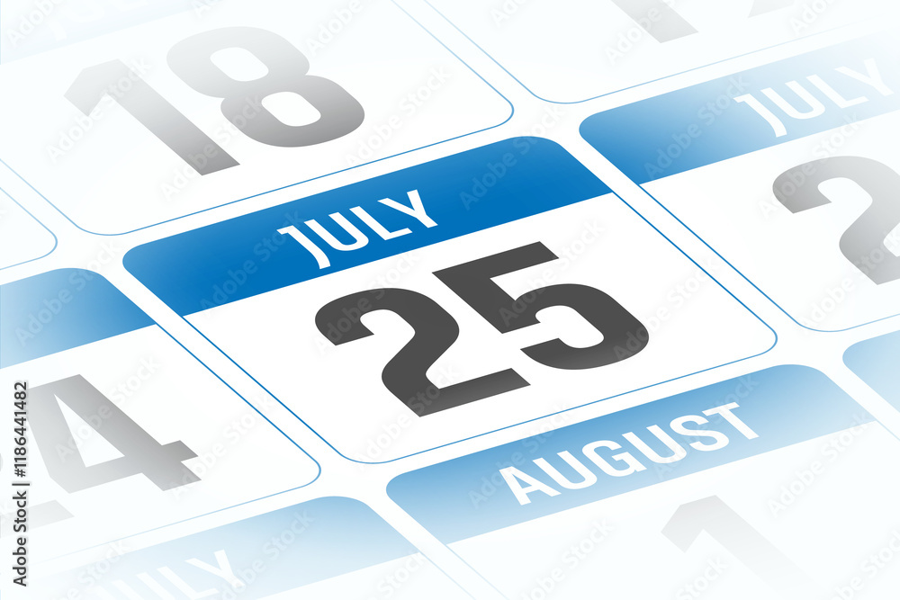 25 July calendar day vector illustration 25 July calendar day vector illustration