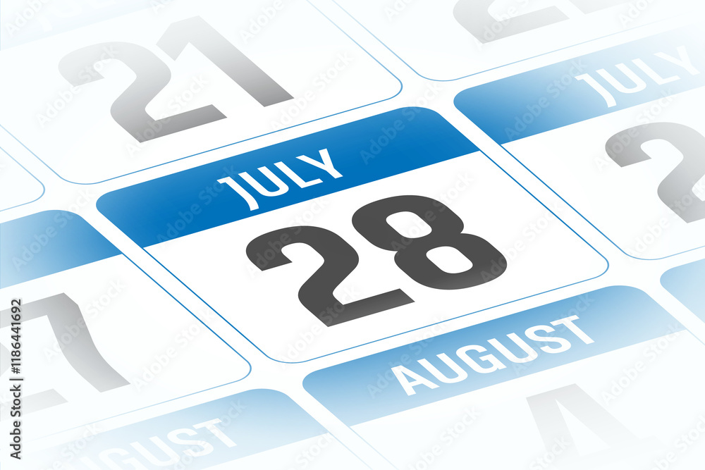 28 July calendar day vector illustration