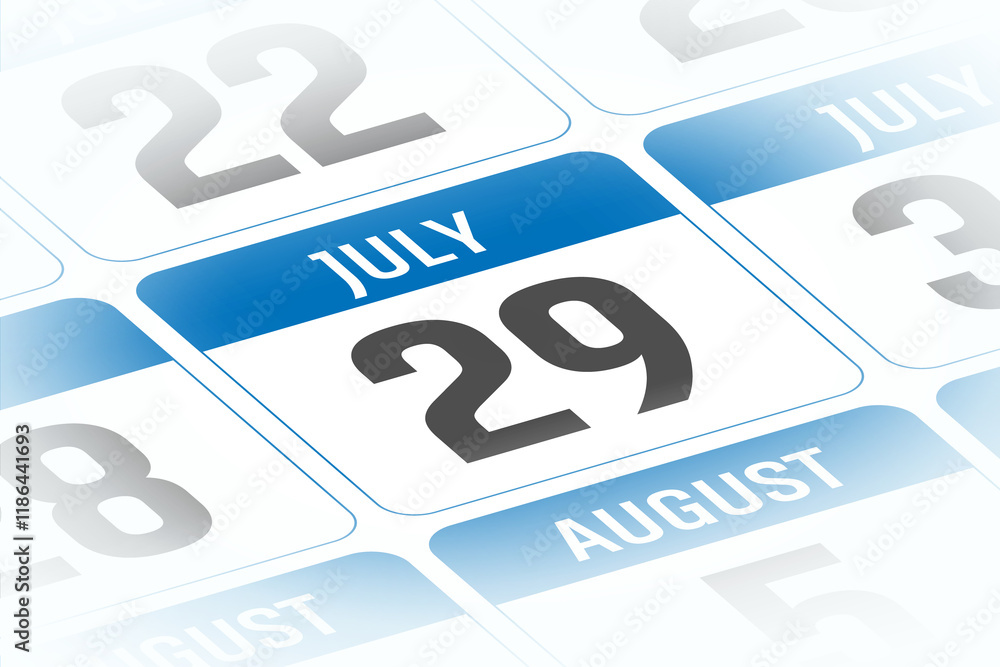 29 July calendar day vector illustration 29 July calendar day vector illustration
