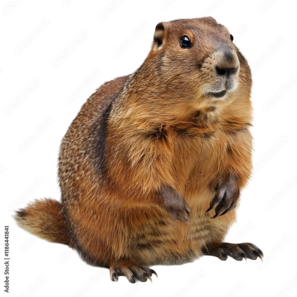 Realistic Woodchuck Sitting on Isolated Clean transparent background for Nature and Animal Illustrations Realistic Woodchuck Sitting on Isolated Clean transparent background for Nature and Animal Illustrations