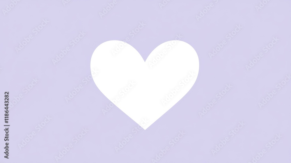 White Heart on Light Purple Background White Heart on Light Purple Background