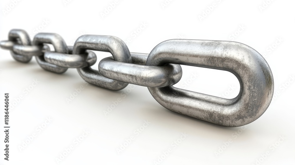 Obraz premium Intricate closeup, exploring the strength and interconnectedness of a metallic chain link