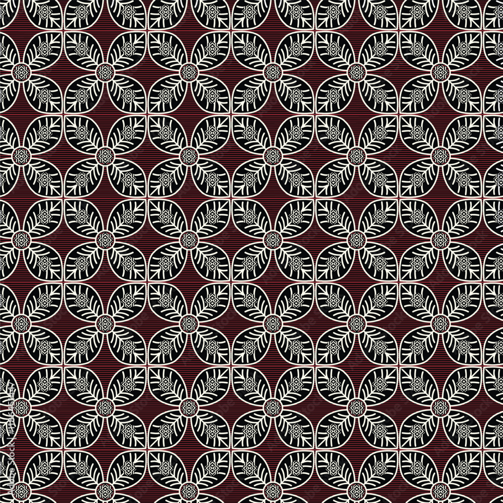 Obraz premium Dynamic textile Pattern with floral and ornamental elegance for fashion, wall art, and festive wrapping themes.