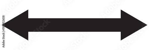 Long arrow vector icon. Black horizontal double arrow