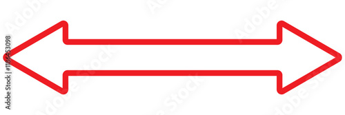 Long arrow vector icon. Black horizontal double arrow