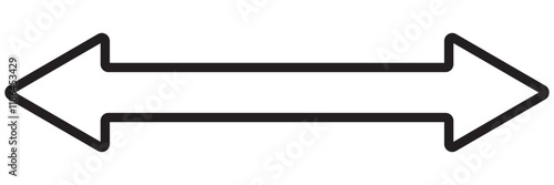Long arrow vector icon. Black horizontal double arrow