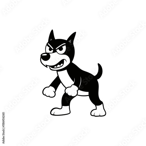 Angry dog silhouette vector illustration  on white background