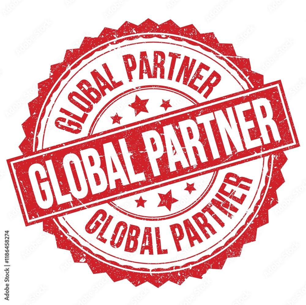 GLOBAL PARTNER text on red round stamp sign GLOBAL PARTNER text on red round stamp sign