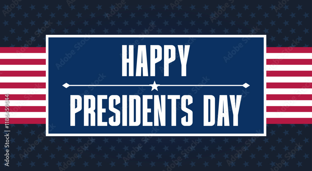 Fototapeta premium Presidents day banner with American flag and stars