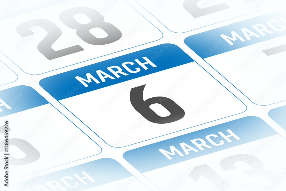 6 March calendar day vector illustration 6 March calendar day vector illustration