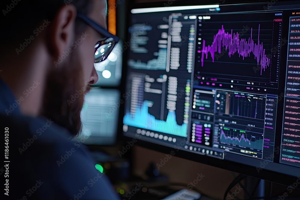 A close - up of a person analyzing financial graphs on a computer screen A close - up of a person analyzing financial graphs on a computer screen