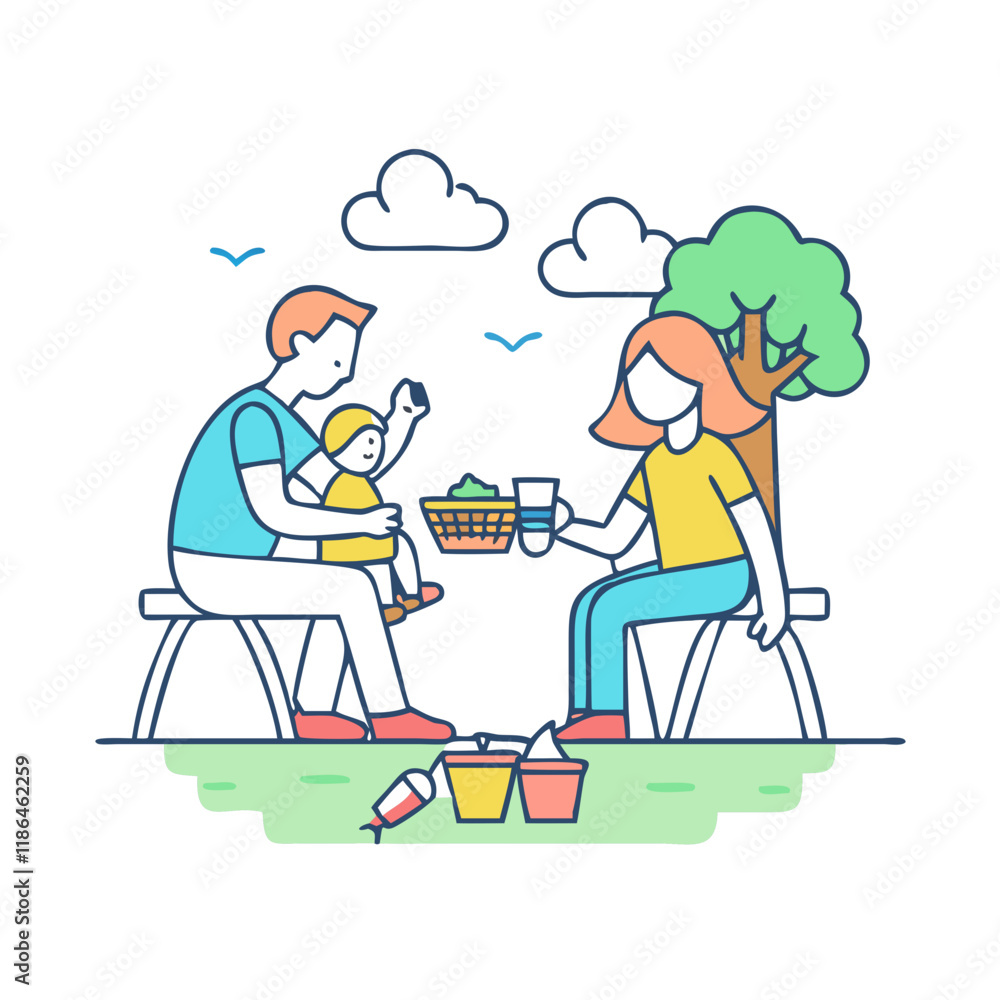 family picnic vector icon, mother’s day vector illustration - simple illustration of family picnic perfect for logos, and mother’s day -themed designs. family picnic vector icon, mother’s day vector illustration - simple illustration of family picnic perfect for logos, and mother’s day -themed designs.