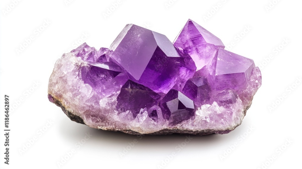 Amethyst crystals isolated. Purple quartz pebbles and crystal Amethyst crystals isolated. Purple quartz pebbles and crystal