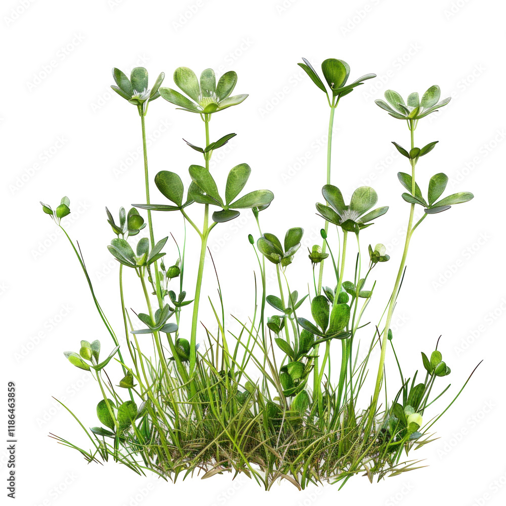 Fototapeta premium Isolated Crowfoot Plants in a Clean transparent background Ideal for Nature and Botanical Illustrations