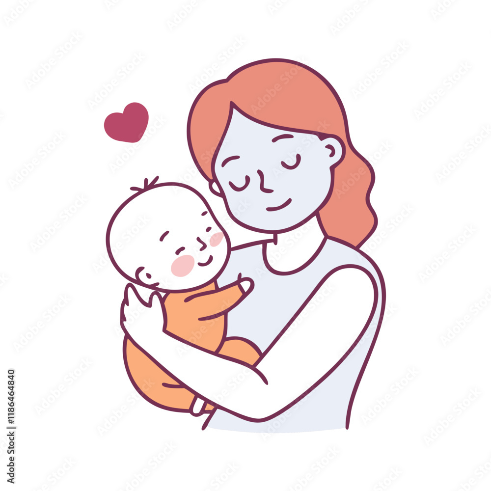 mother and baby snuggling vector icon, mother’s day vector illustration - simple illustration of mother and baby snuggling perfect for logos, and mother’s day -themed designs. mother and baby snuggling vector icon, mother’s day vector illustration - simple illustration of mother and baby snuggling perfect for logos, and mother’s day -themed designs.