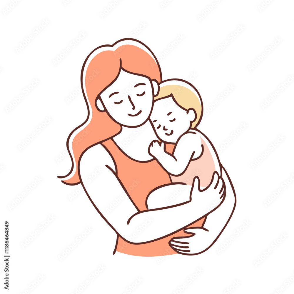 mother and baby snuggling vector icon, mother’s day vector illustration - simple illustration of mother and baby snuggling perfect for logos, and mother’s day -themed designs. mother and baby snuggling vector icon, mother’s day vector illustration - simple illustration of mother and baby snuggling perfect for logos, and mother’s day -themed designs.