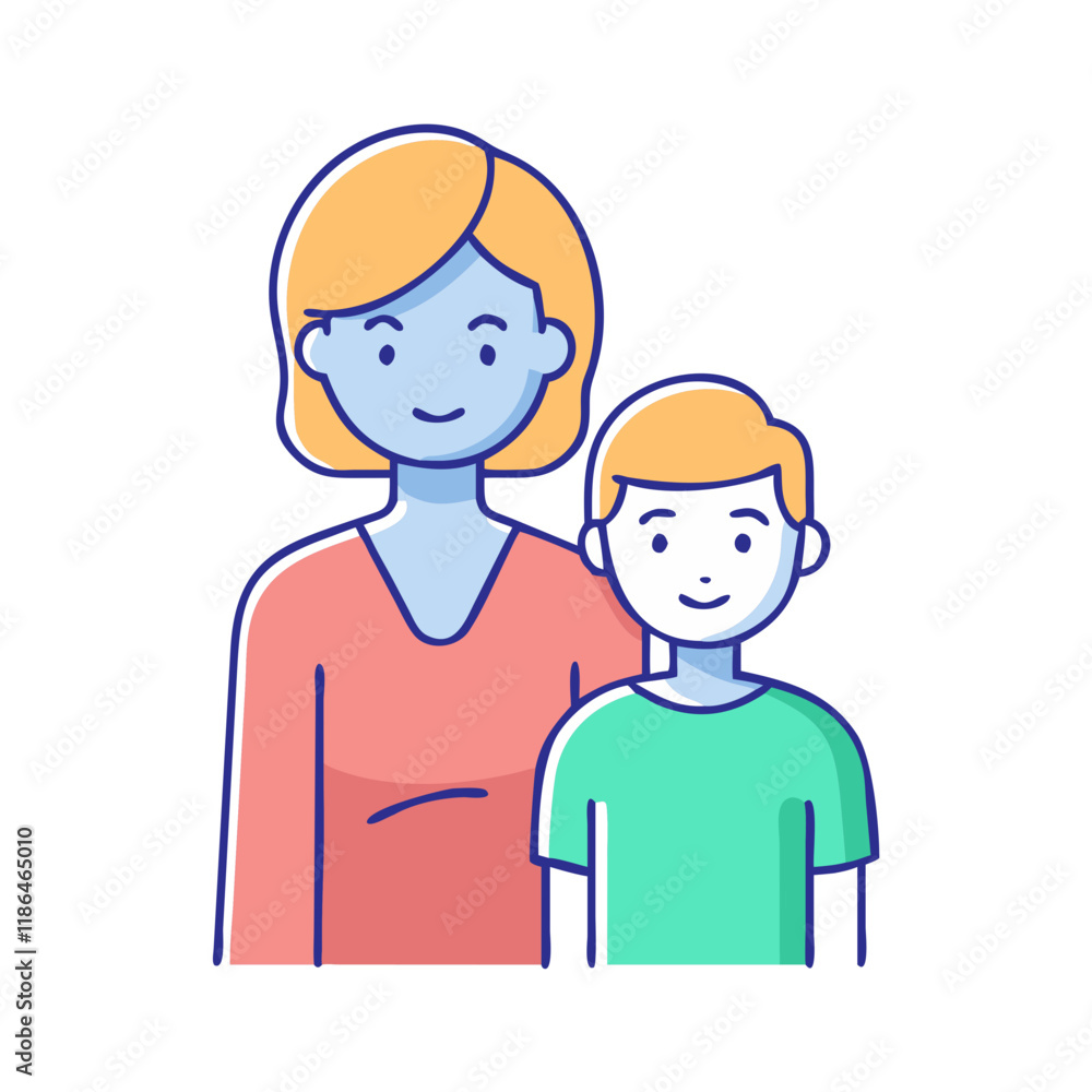 mother and son vector icon, mother’s day vector illustration - simple illustration of mother and son perfect for logos, and mother’s day -themed designs.