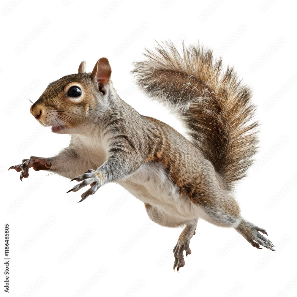 Fototapeta premium Flying Squirrel in Midair with Clean transparent background for Creative Projects