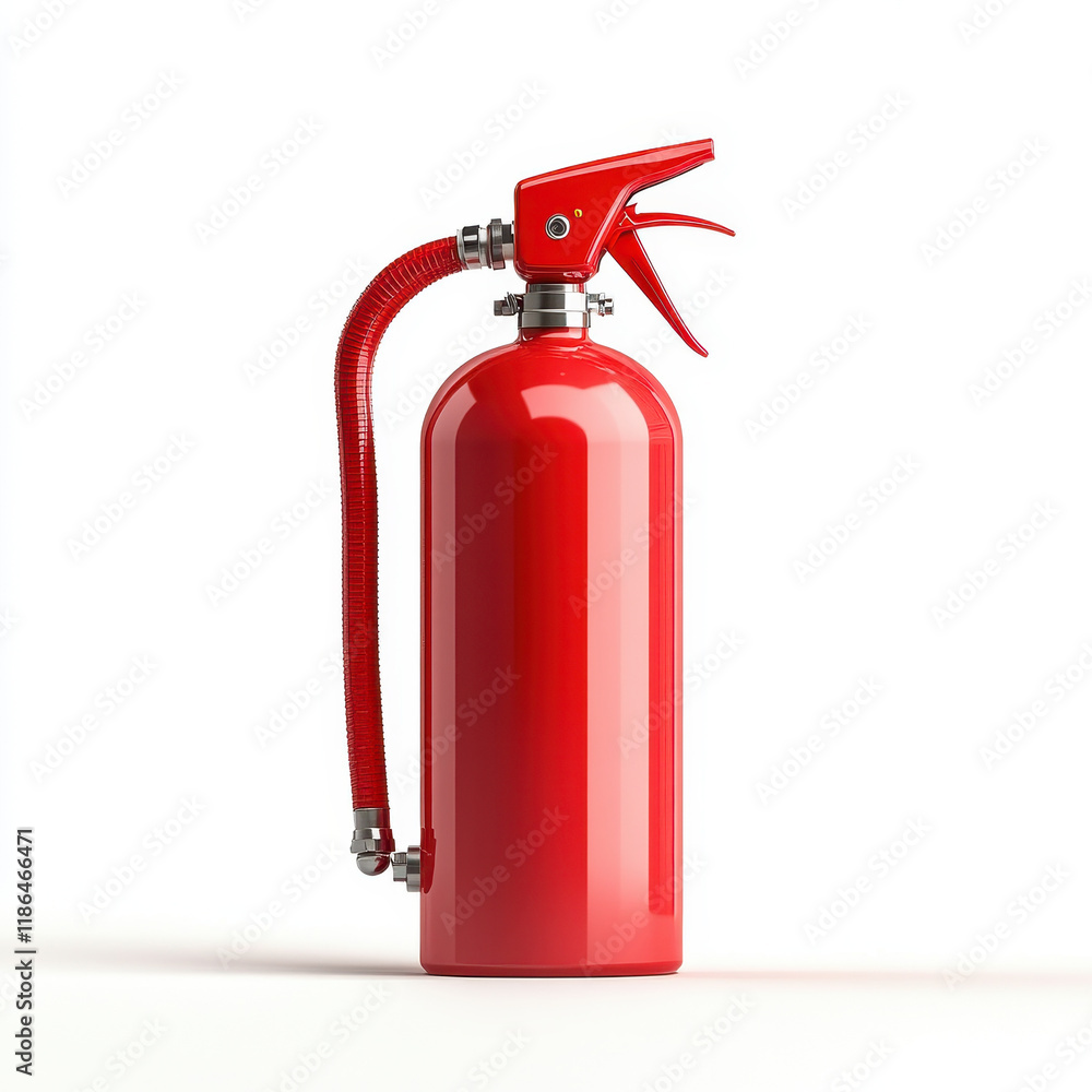 Bright red fire extinguisher, essential safety equipment for emergencies Bright red fire extinguisher, essential safety equipment for emergencies