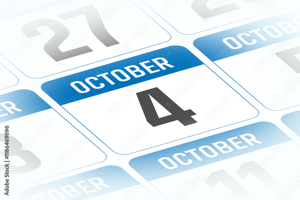 4 October calendar day vector illustration 4 October calendar day vector illustration