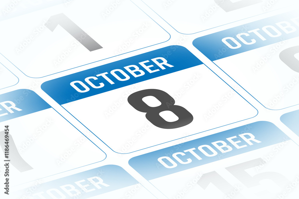 8 October calendar day vector illustration 8 October calendar day vector illustration