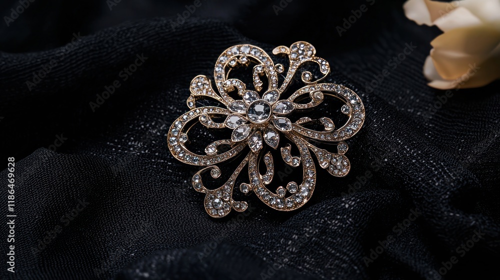 Elegant Brooch on Black Background Elegant Brooch on Black Background