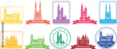 Poland set. Isolated Poland on white background