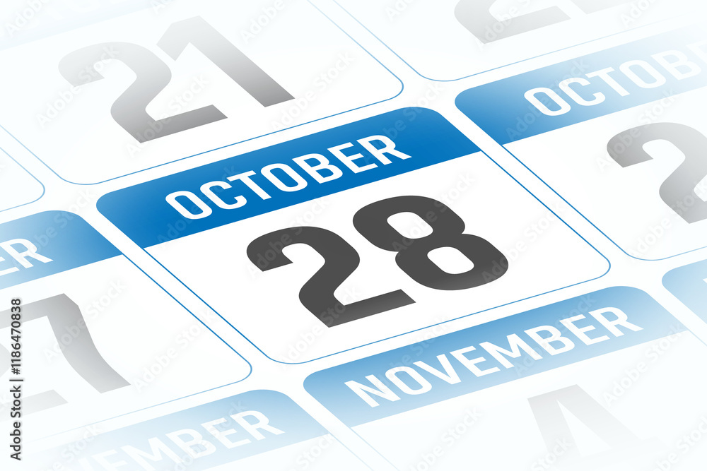 Naklejka premium 28 October calendar day vector illustration